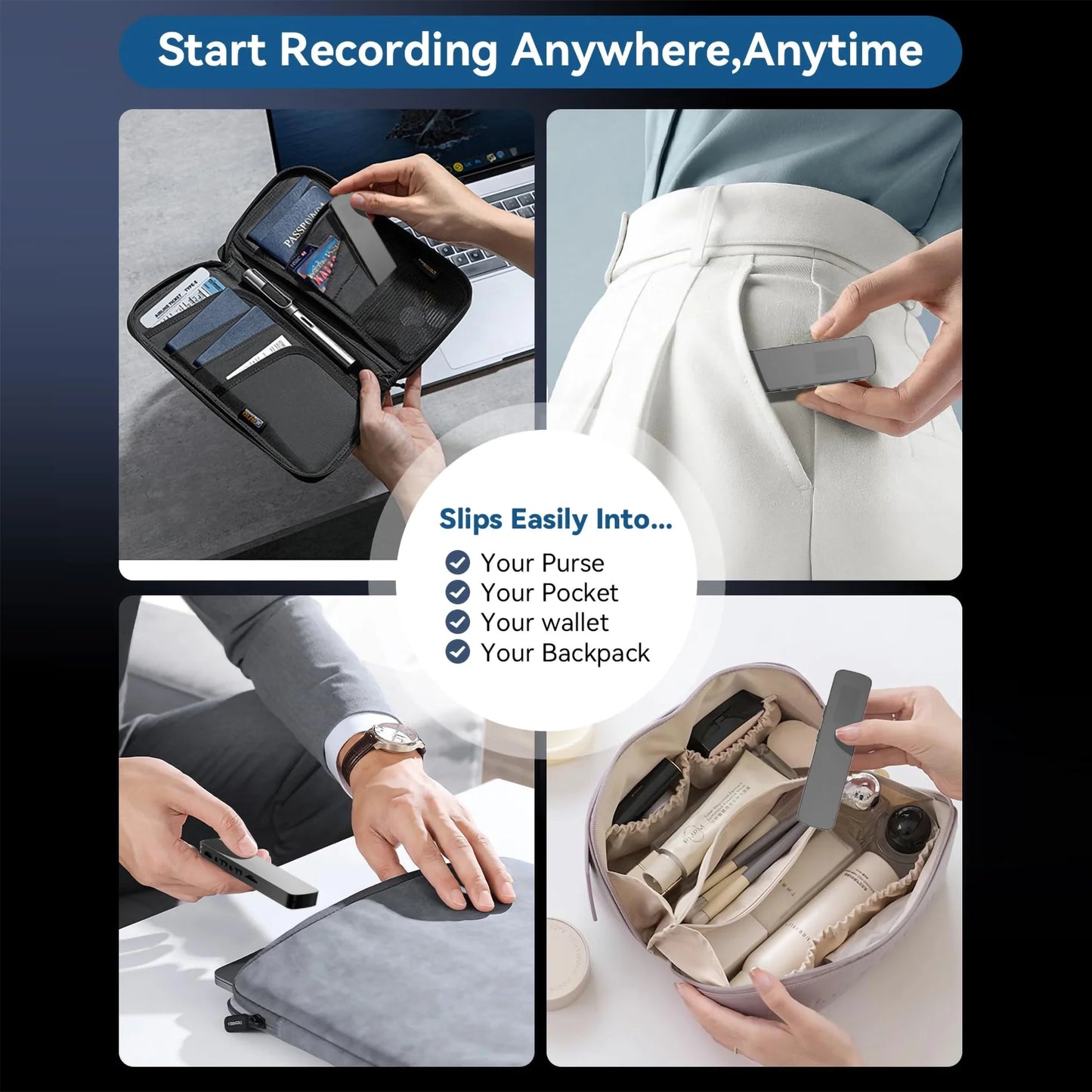 64GB Digital Voice Activated Recorder 60 Hours Audio Recording with Playback for Lectures MP3 Player, Password,Meetings USB Rechargeable Dictaphone Small Tape Portable Recorder Device