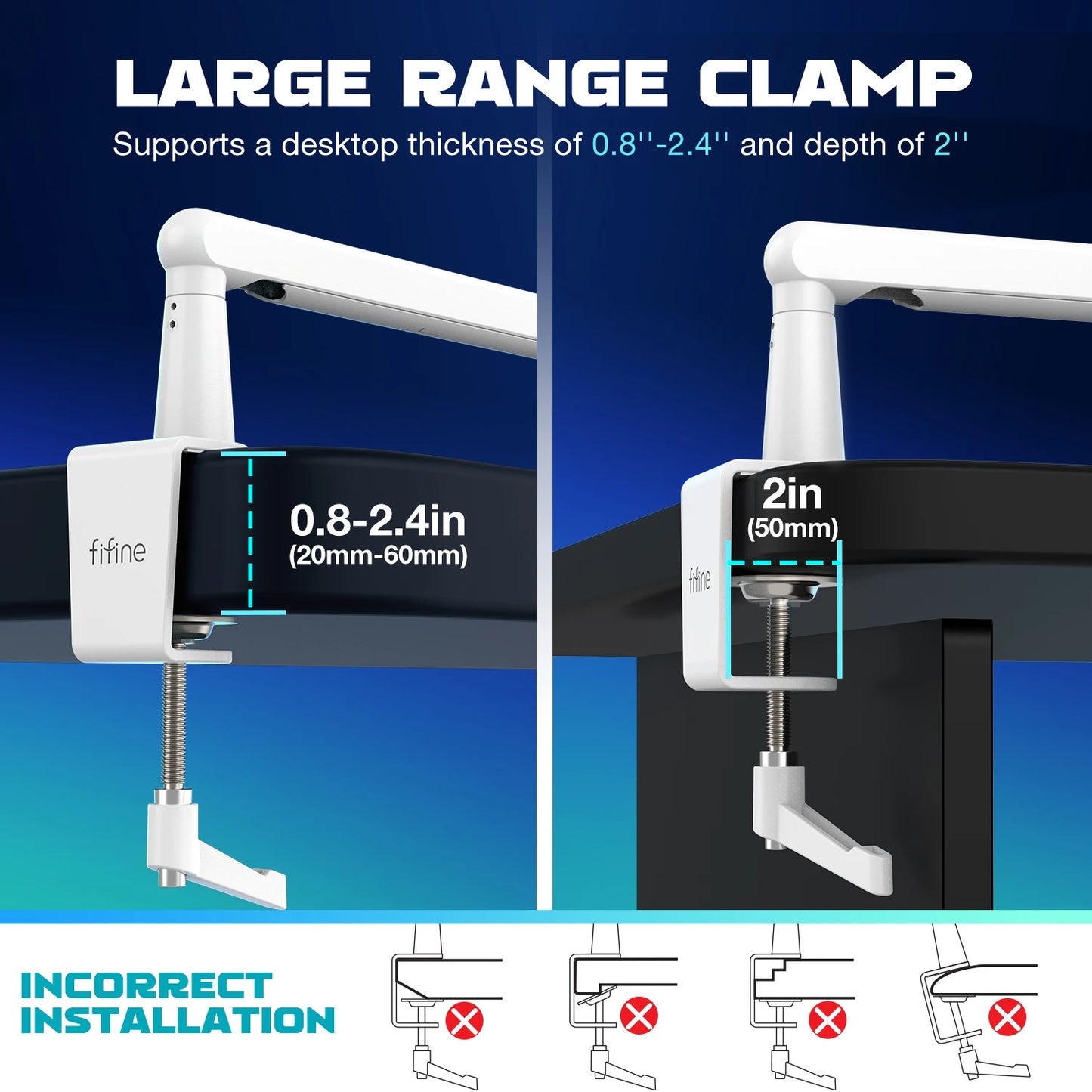 Microphone Boom Arm, Adjustable Low Profile Mic Arm with Desk Mount Clamp,Cable Storage for Streaming Gaming-White BM88W