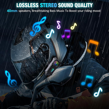 Motorcycle Helmet Headset - Super Long Battery Life, Helmet Headphones Single Use Headset with Soft/Hard Mic,Ipx6 Automatic Answer/Music Control/Intelligent Noise/Wake up Siri