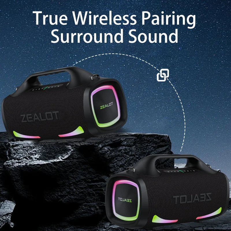 S79 100W Wireless Speaker, Outdoor Portable Subwoofer Speaker, Hifi Sound Quality,Dual Pairing, Fast Charging,24000Mah.