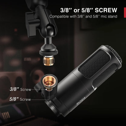 XLR Dynamic Microphone,Vocal Podcast Mic with Cardioid Pattern, Metal Mic for Streaming/Dubbing/Video Recording,K669D