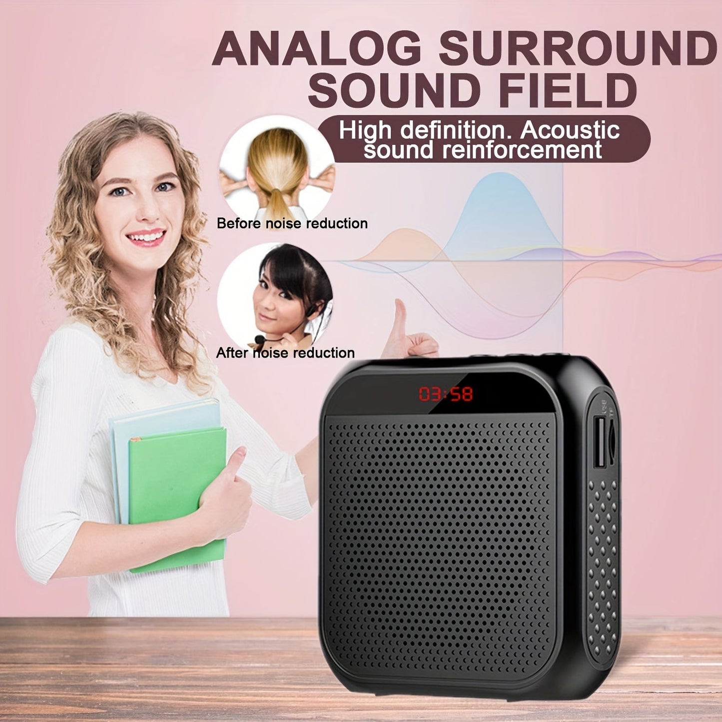 Portable Voice Amplifier with Headset Microphone-3