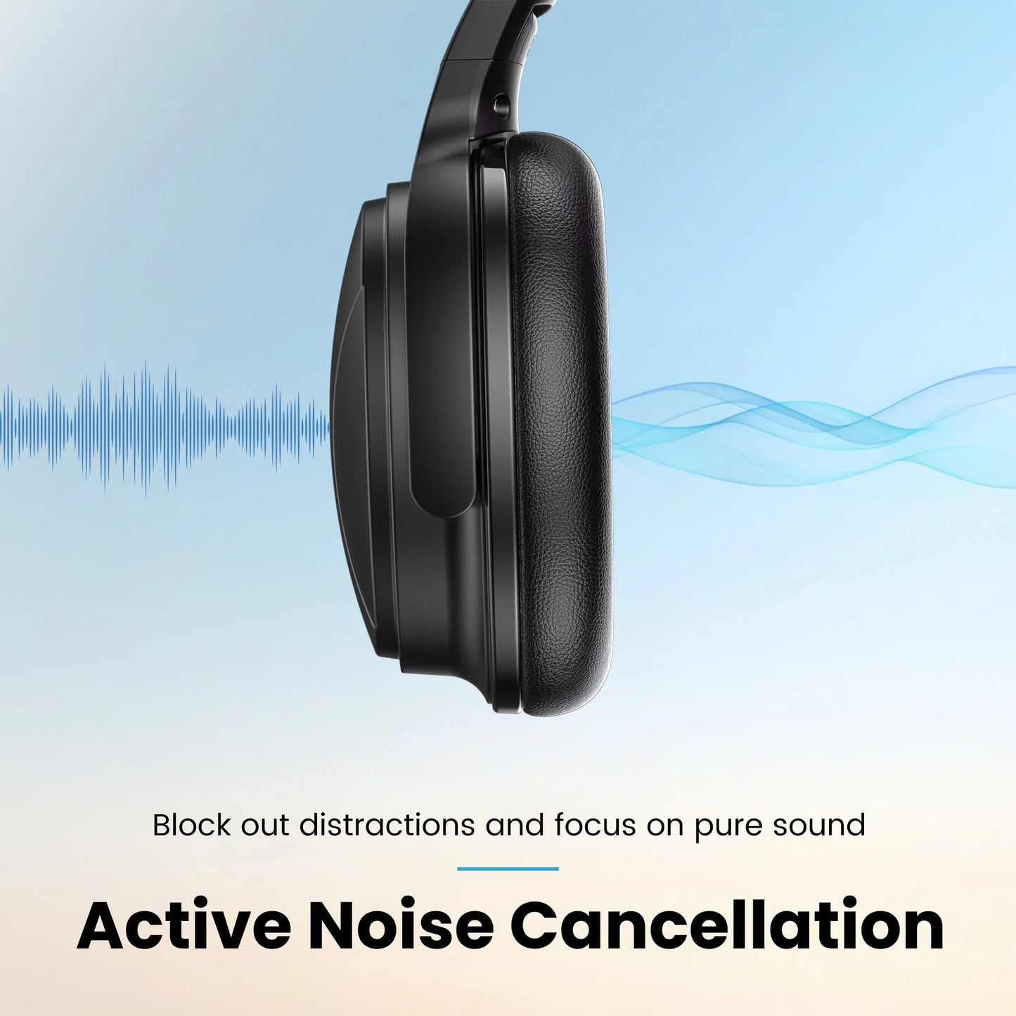 Noise Cancelling Headphones, Wireless Bluetooth Headphones, over Ear Headphones with Microphone, Black, Q8