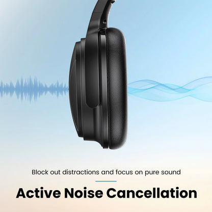 Noise Cancelling Headphones, Wireless Bluetooth Headphones, over Ear Headphones with Microphone, Black, Q8