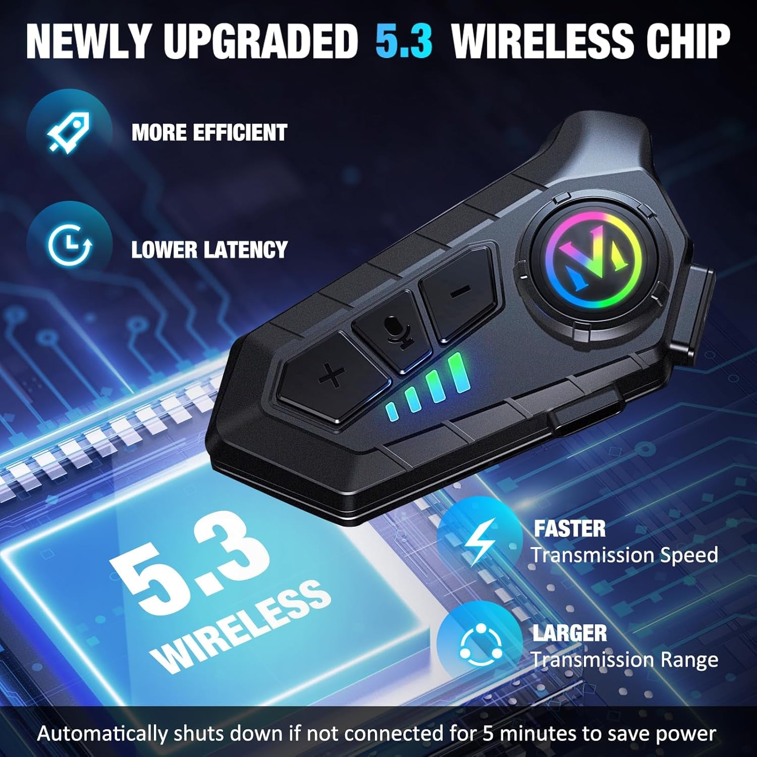 Motorcycle Helmet Headset - Super Long Battery Life, Helmet Headphones Single Use Headset with Soft/Hard Mic,Ipx6 Automatic Answer/Music Control/Intelligent Noise/Wake up Siri