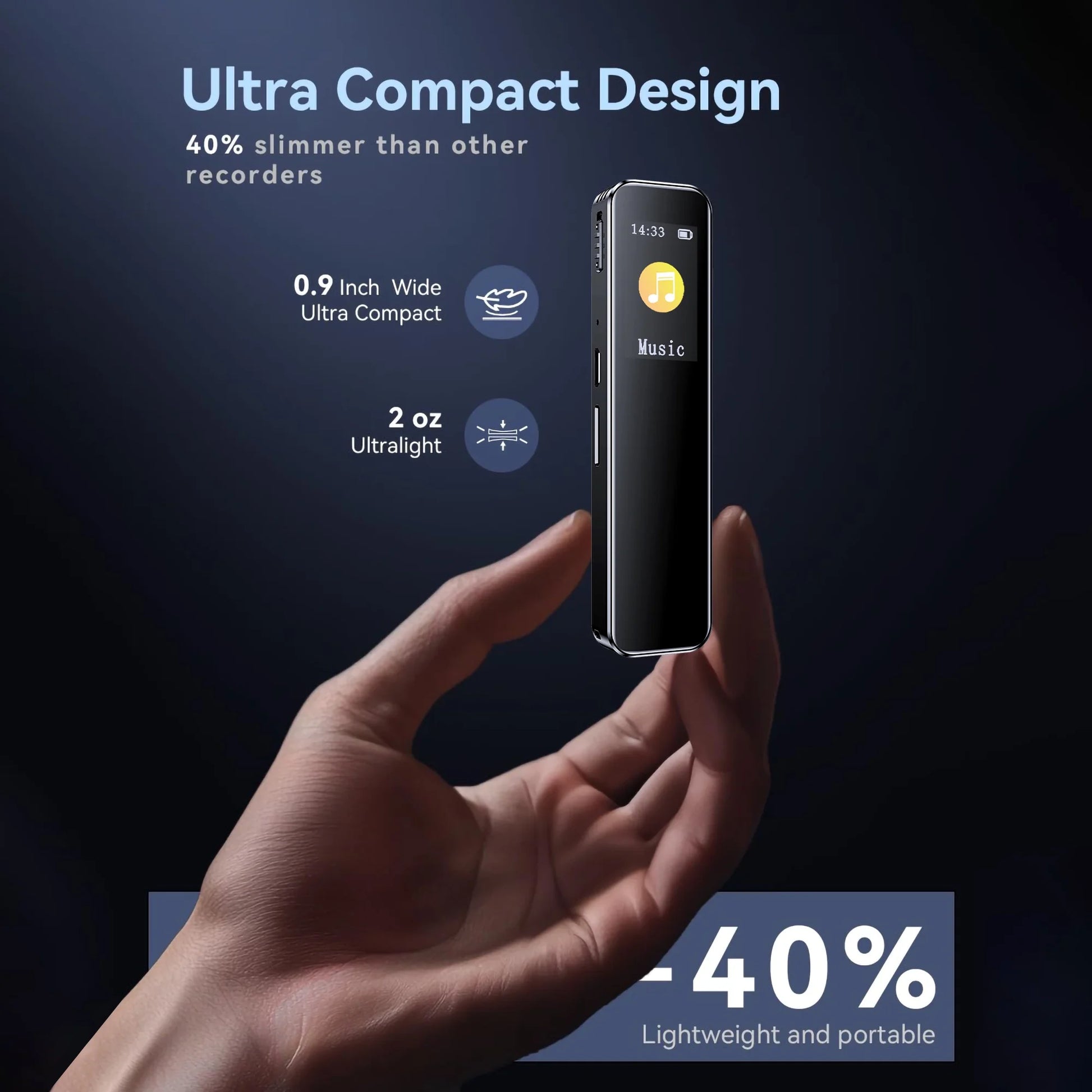 64GB Digital Voice Activated Recorder 60 Hours Audio Recording with Playback for Lectures MP3 Player, Password,Meetings USB Rechargeable Dictaphone Small Tape Portable Recorder Device