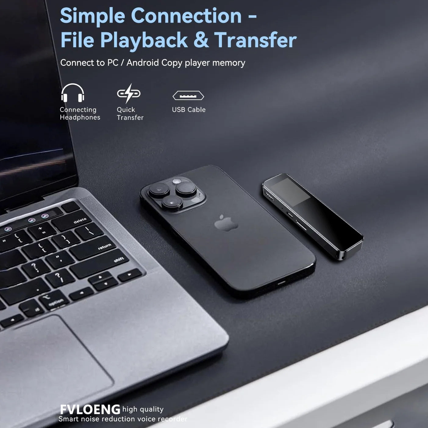 64GB Digital Voice Activated Recorder 60 Hours Audio Recording with Playback for Lectures MP3 Player, Password,Meetings USB Rechargeable Dictaphone Small Tape Portable Recorder Device