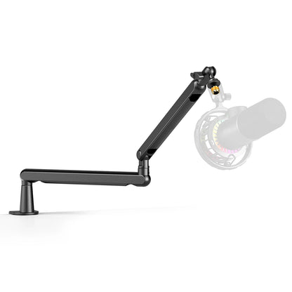Microphone Boom Arm, Adjustable Low Profile Mic Arm with Desk Mount Clamp,Cable Storage for Streaming Gaming-White BM88W