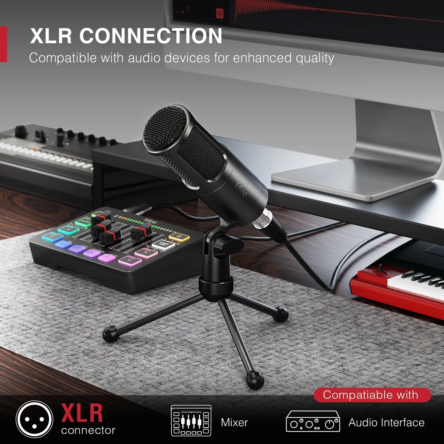 XLR Dynamic Microphone,Vocal Podcast Mic with Cardioid Pattern, Metal Mic for Streaming/Dubbing/Video Recording,K669D