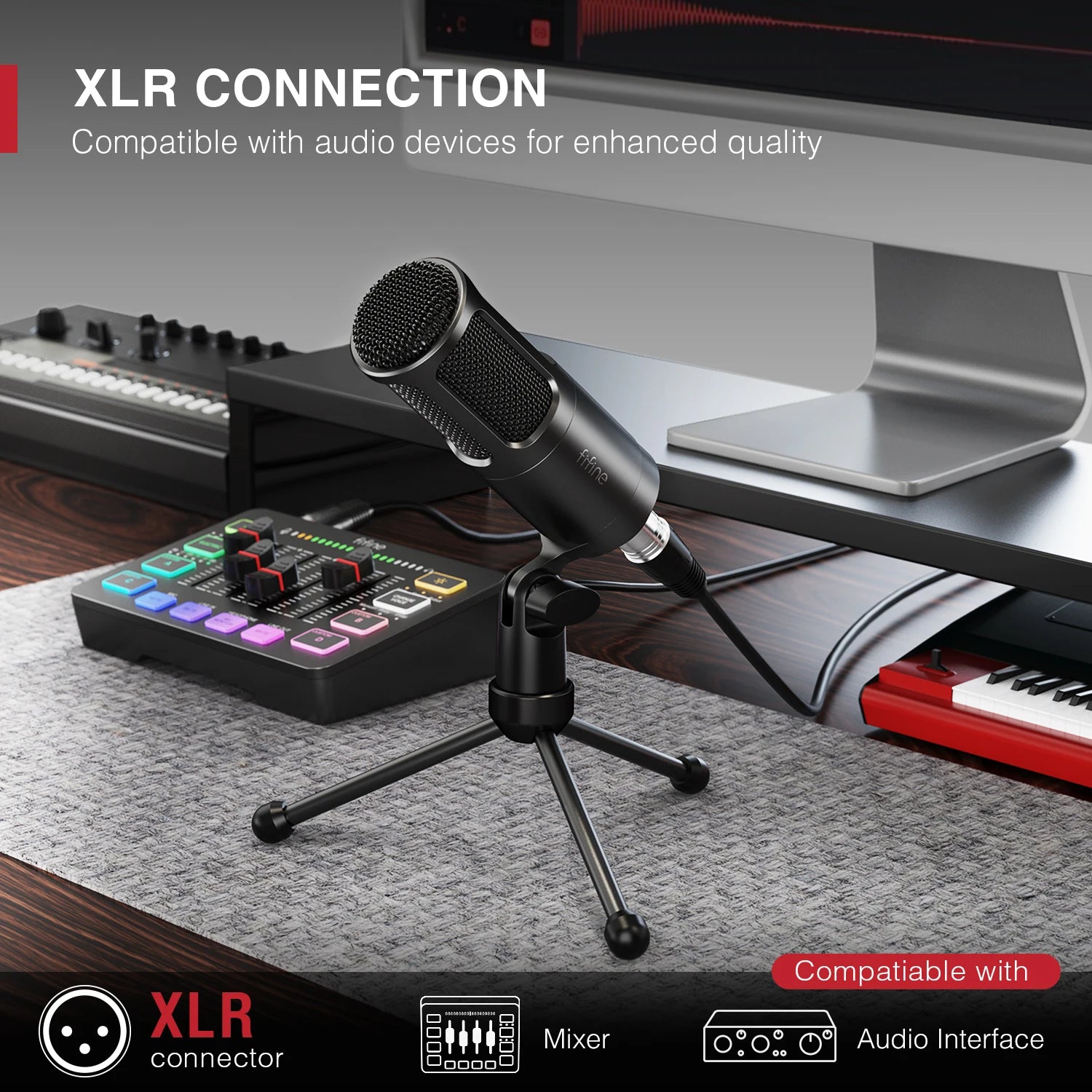 XLR Dynamic Microphone,Vocal Podcast Mic with Cardioid Pattern, Metal Mic for Streaming/Dubbing/Video Recording,K669D