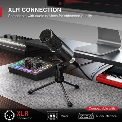 XLR Dynamic Microphone,Vocal Podcast Mic with Cardioid Pattern, Metal Mic for Streaming/Dubbing/Video Recording,K669D