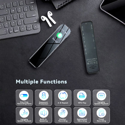64GB Digital Voice Activated Recorder 60 Hours Audio Recording with Playback for Lectures MP3 Player, Password,Meetings USB Rechargeable Dictaphone Small Tape Portable Recorder Device