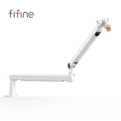 Microphone Boom Arm, Adjustable Low Profile Mic Arm with Desk Mount Clamp,Cable Storage for Streaming Gaming-White BM88W