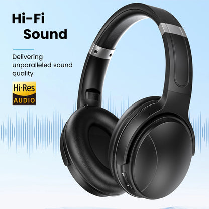 Noise Cancelling Headphones, Wireless Bluetooth Headphones, over Ear Headphones with Microphone, Black, Q8