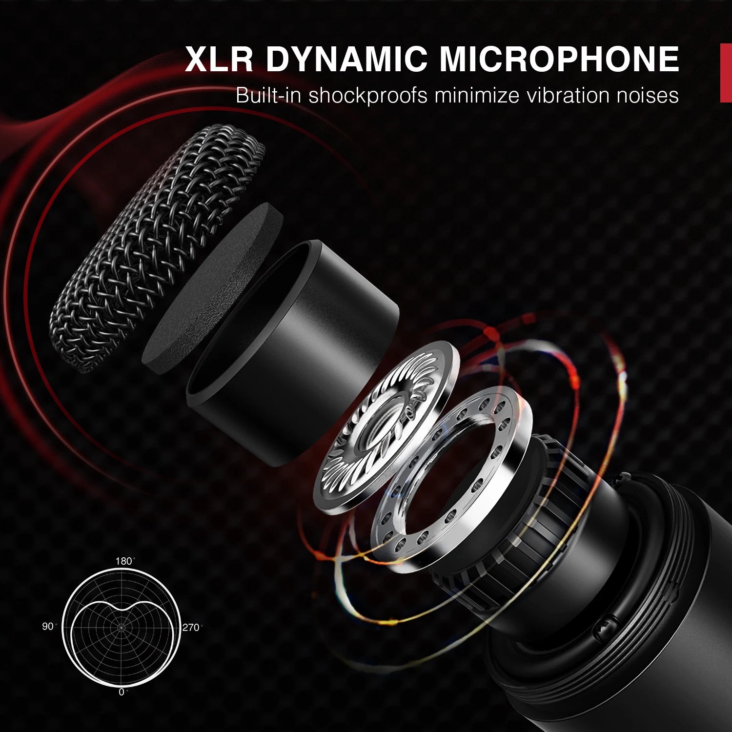 XLR Dynamic Microphone,Vocal Podcast Mic with Cardioid Pattern, Metal Mic for Streaming/Dubbing/Video Recording,K669D