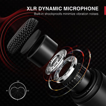 XLR Dynamic Microphone,Vocal Podcast Mic with Cardioid Pattern, Metal Mic for Streaming/Dubbing/Video Recording,K669D