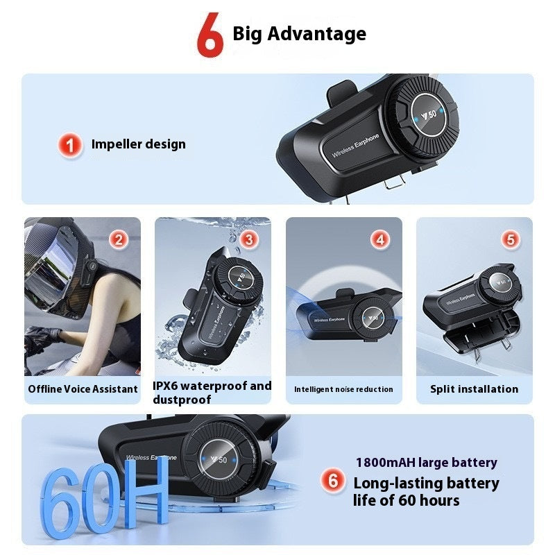 Motorcycle Helmet Riding Wireless Waterproof Bluetooth Headset