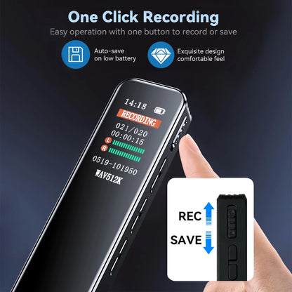 64GB Digital Voice Activated Recorder 60 Hours Audio Recording with Playback for Lectures MP3 Player, Password,Meetings USB Rechargeable Dictaphone Small Tape Portable Recorder Device